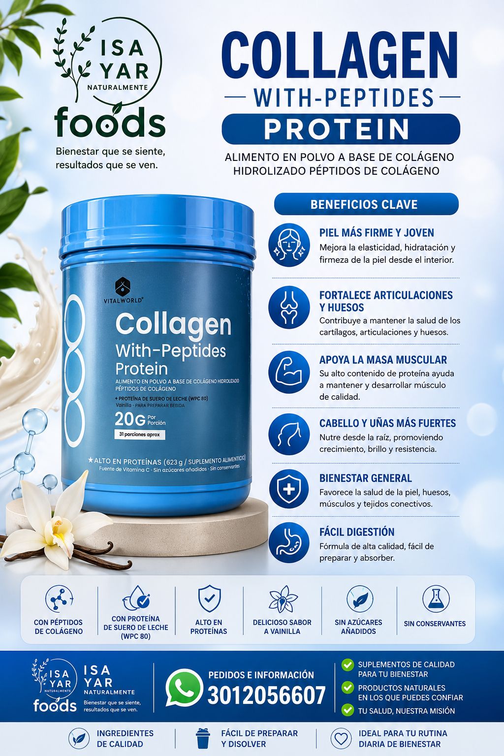 Collagen With-Peptides Protein Vitalworld - Colágeno Hidrolizado Premium