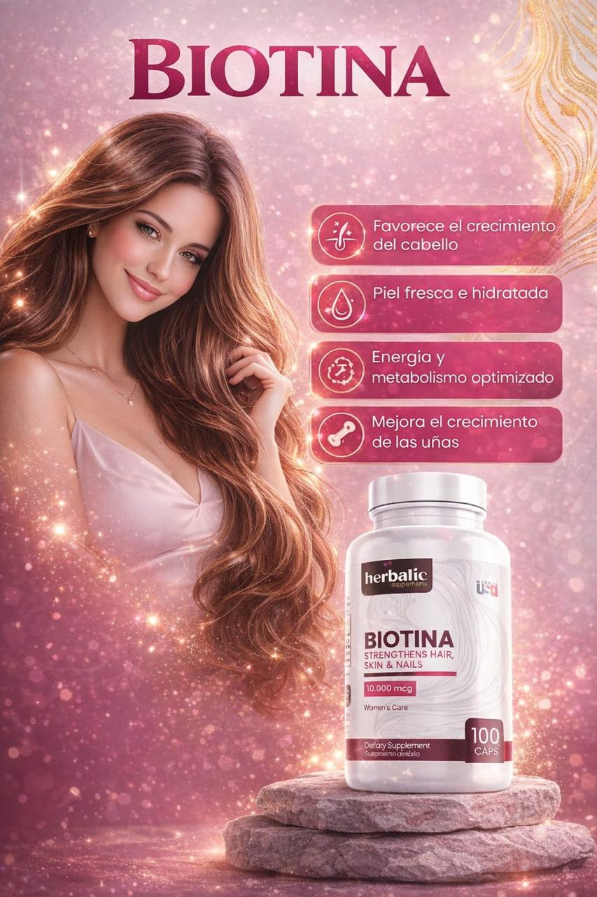 Herbalic Biotina 10,000mcg — 100 Cápsulas | Women's Care