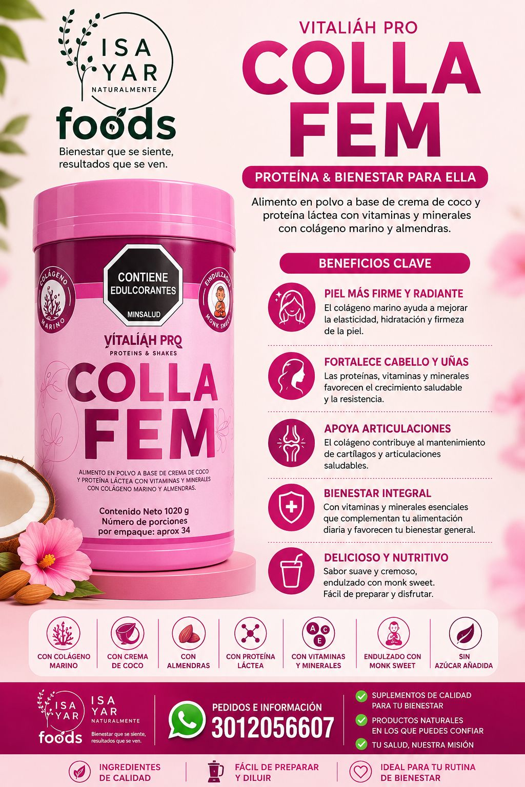 Colla Fem Vitaliah Pro - Proteína & Colágeno Marino para Ella