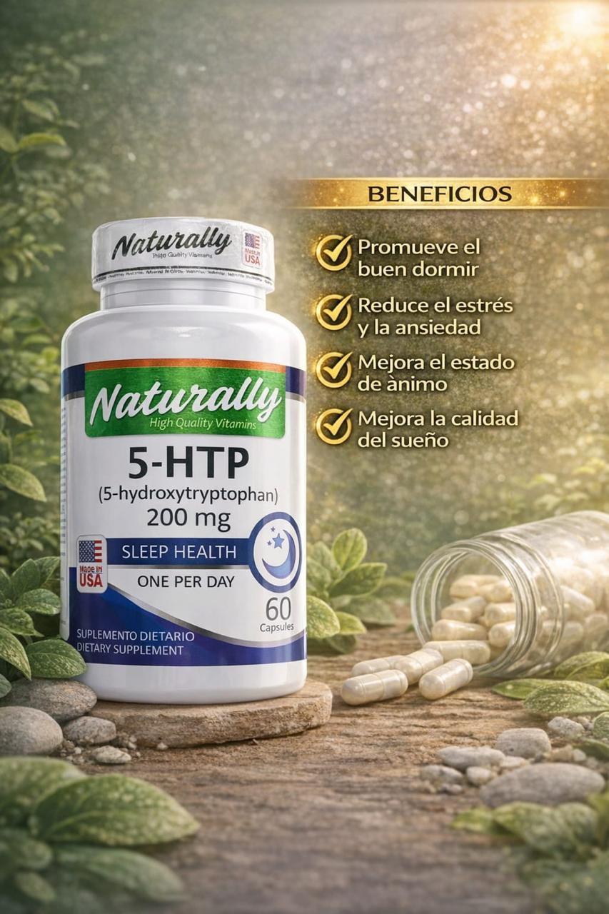 Naturally 5-HTP 200mg — 60 Cápsulas