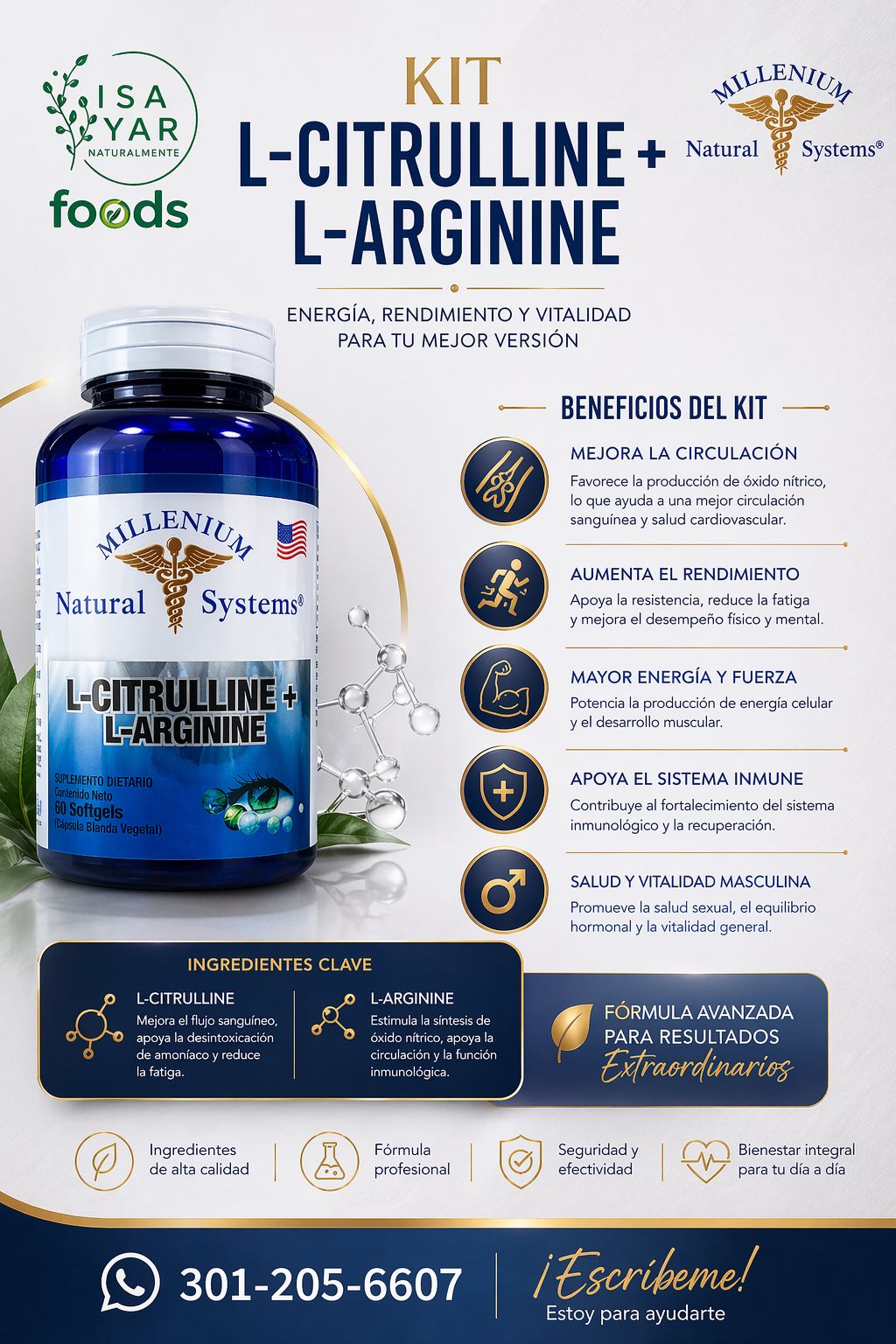 Kit L-Citrulline + L-Arginine - Millenium Natural Systems