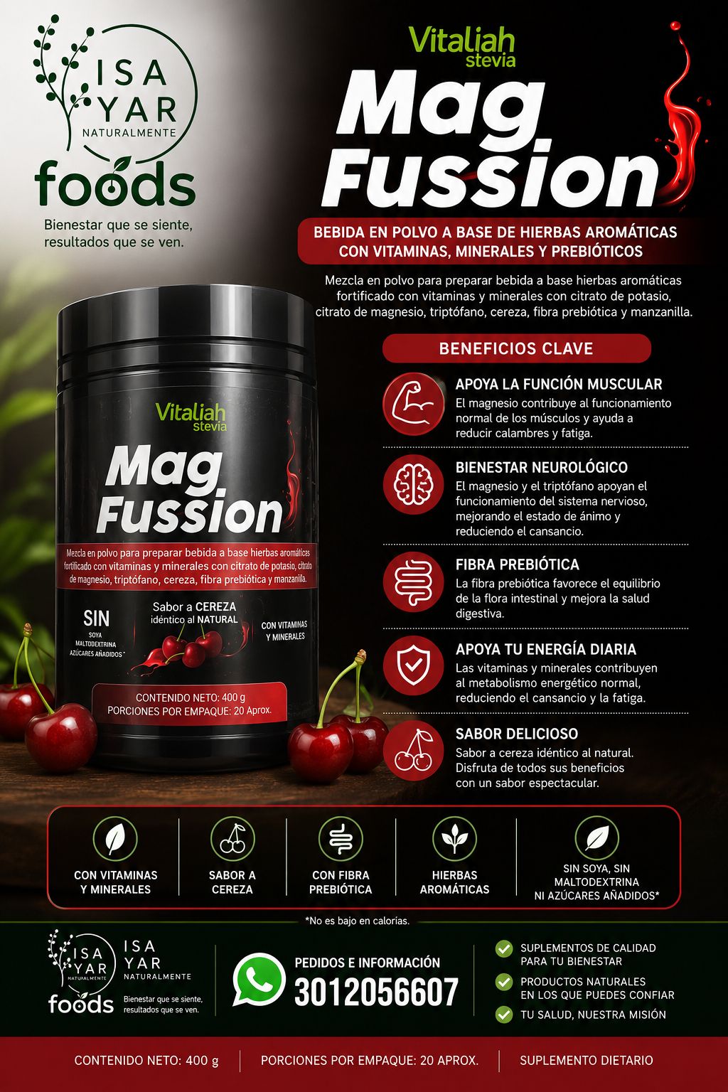 Vitaliah Mag Fussion — Bebida de Magnesio con Hierbas, Vitaminas y Prebióticos