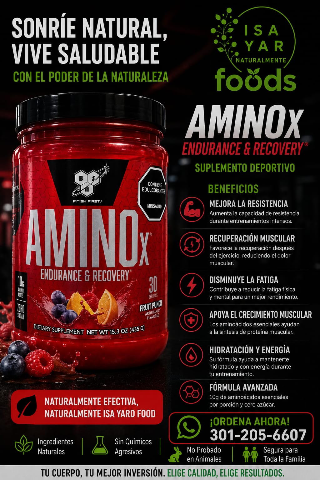 BSN AMINOx Endurance & Recovery Fruit Punch 435g 30 Porciones