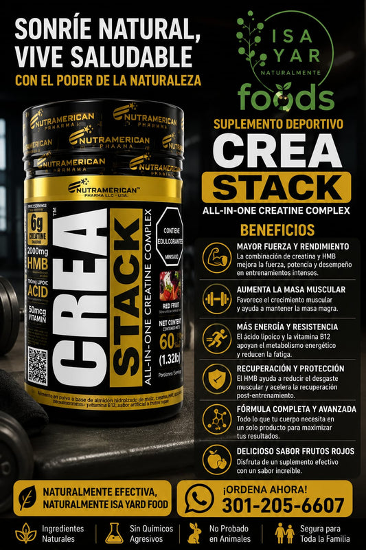 Nutramerican Crea Stack All-In-One Creatine Complex Red Fruit 600g 60 Porciones