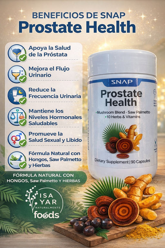 SNAP Prostate Health - 90 Cápsulas | Salud de la Próstata con Hongos, Saw Palmetto y 10 Hierbas