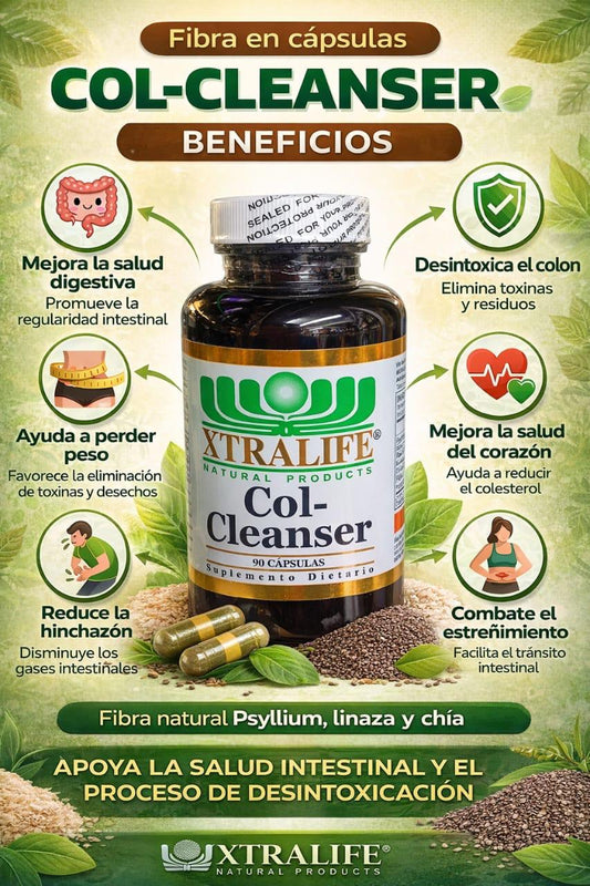 Xtralife Col-Cleanser - 90 Capsulas Fibra Natural Psyllium Linaza Chia