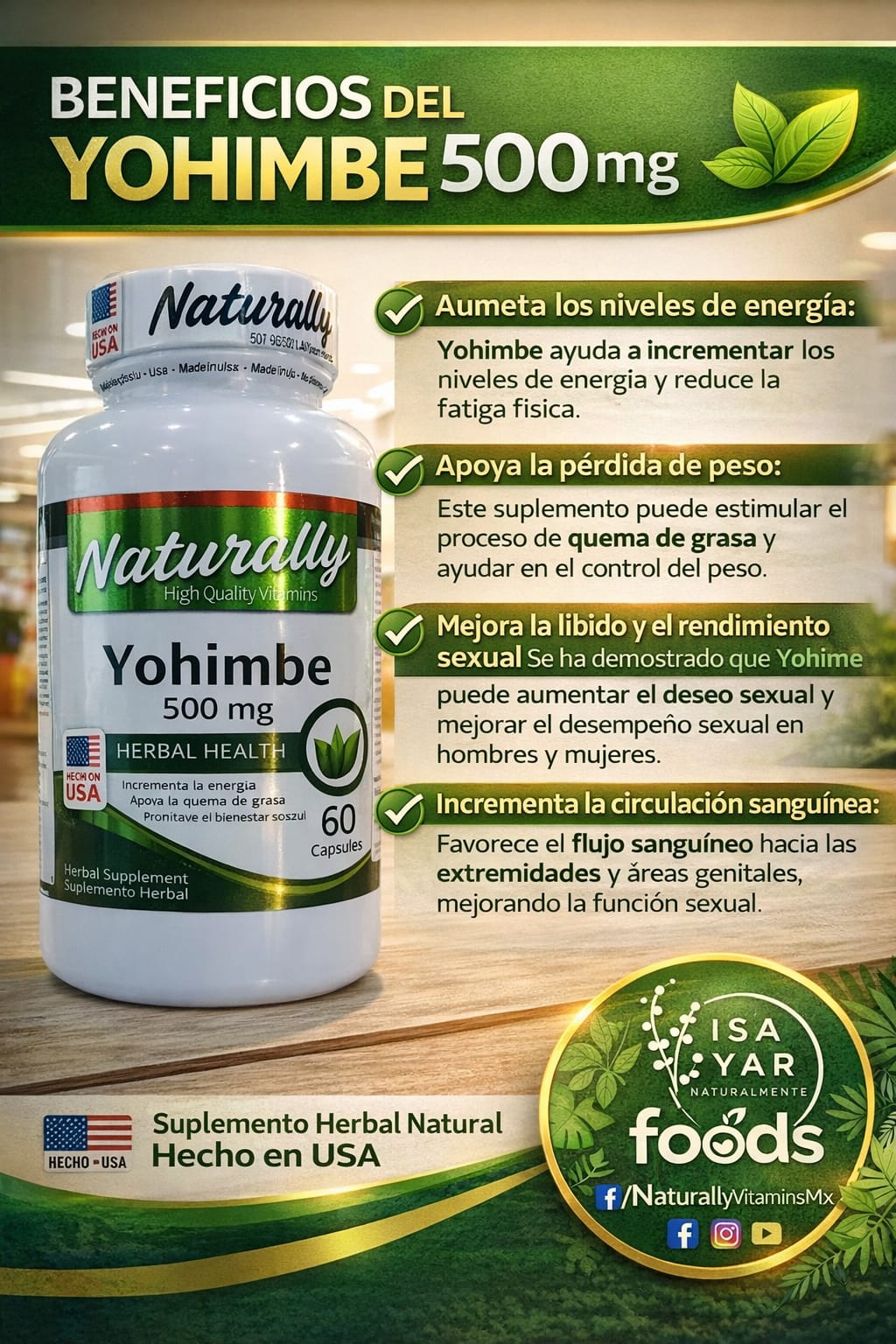 Yohimbe 500mg - Naturally High Quality Vitamins