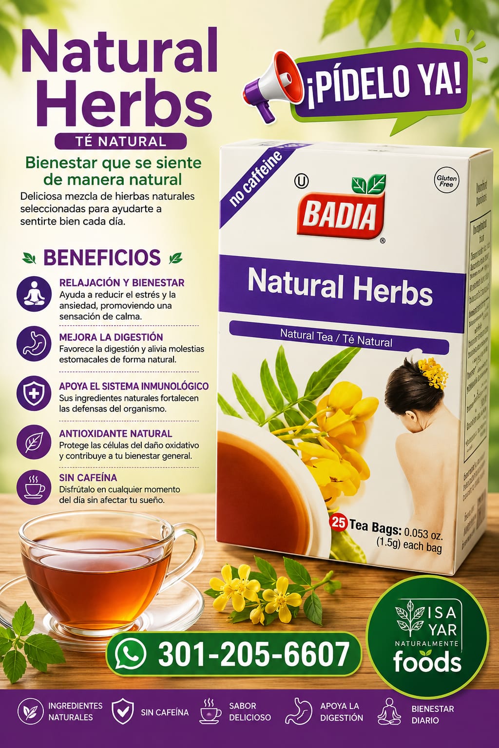 Natural Herbs Té Natural BADIA | Sin Cafeína