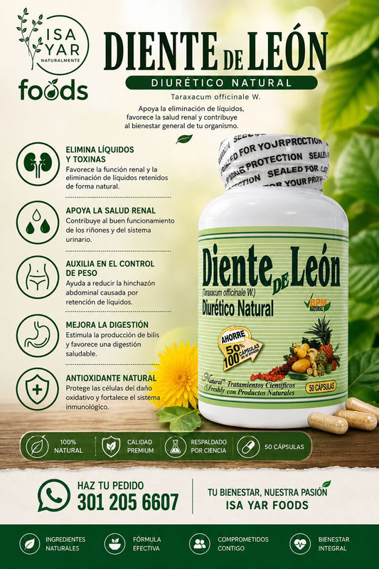 Diente de León - Diurético Natural - Elimina Líquidos y Toxinas