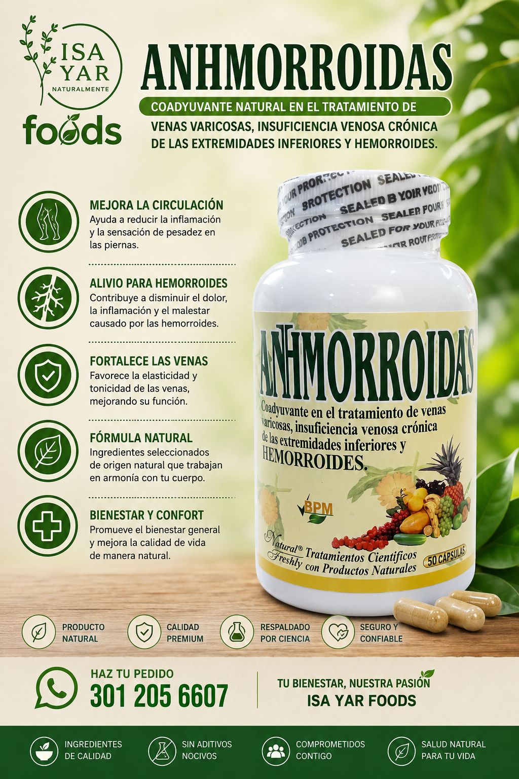 Anhmorroidas - Coadyuvante Natural para Venas Varicosas, Insuficiencia Venosa y Hemorroides