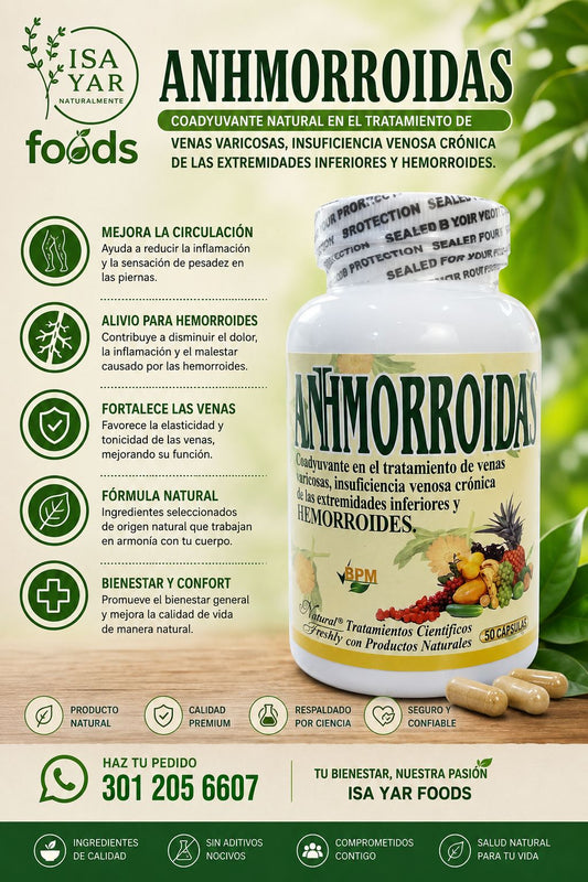 Anhmorroidas - Coadyuvante Natural para Venas Varicosas, Insuficiencia Venosa y Hemorroides