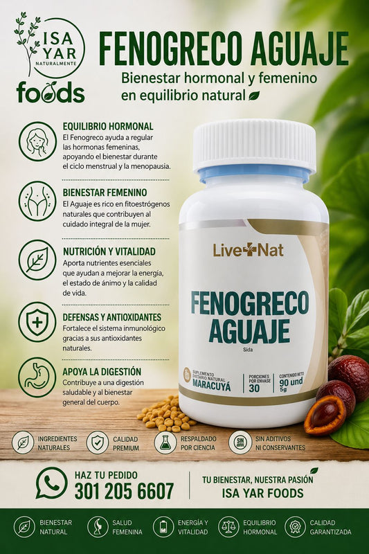 Fenogreco Aguaje Live Nat - Bienestar Hormonal y Femenino en Equilibrio Natural