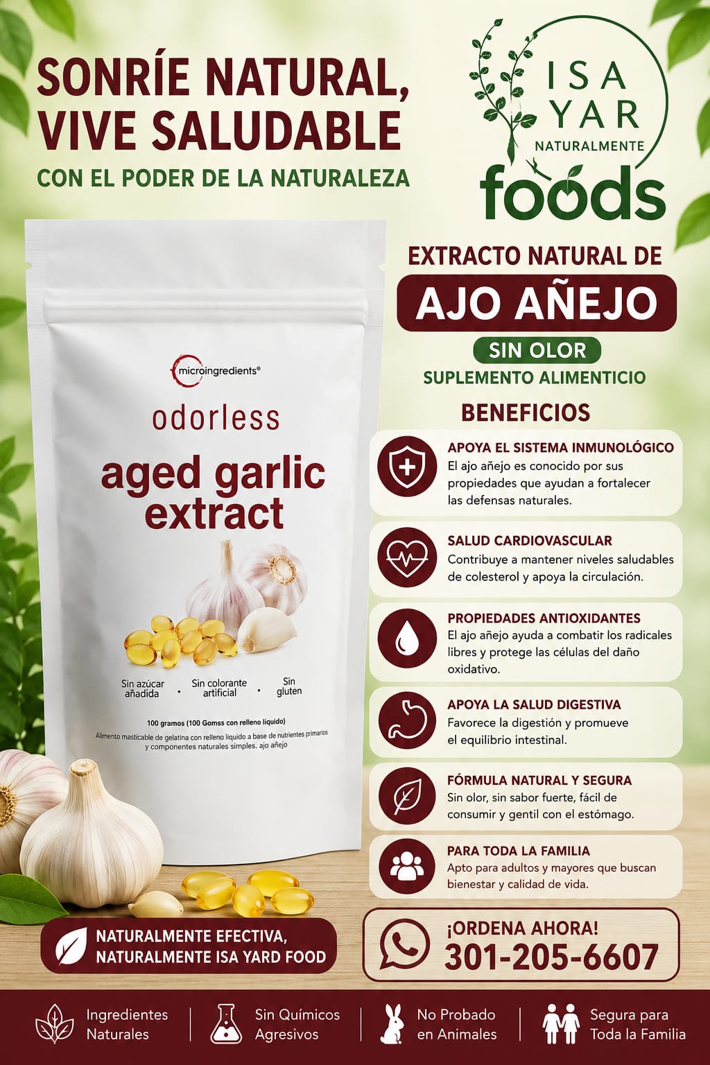 Extracto Natural de Ajo Añejo Sin Olor
