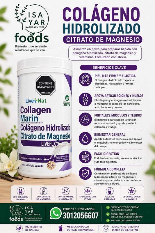 Collagen Marin LIVEFLX LiveNat - Colágeno Hidrolizado + Citrato de Magnesio
