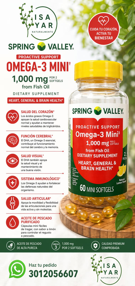 Spring Valley Omega-3 Mini 1,000mg Aceite de Pescado 60 Mini Softgels