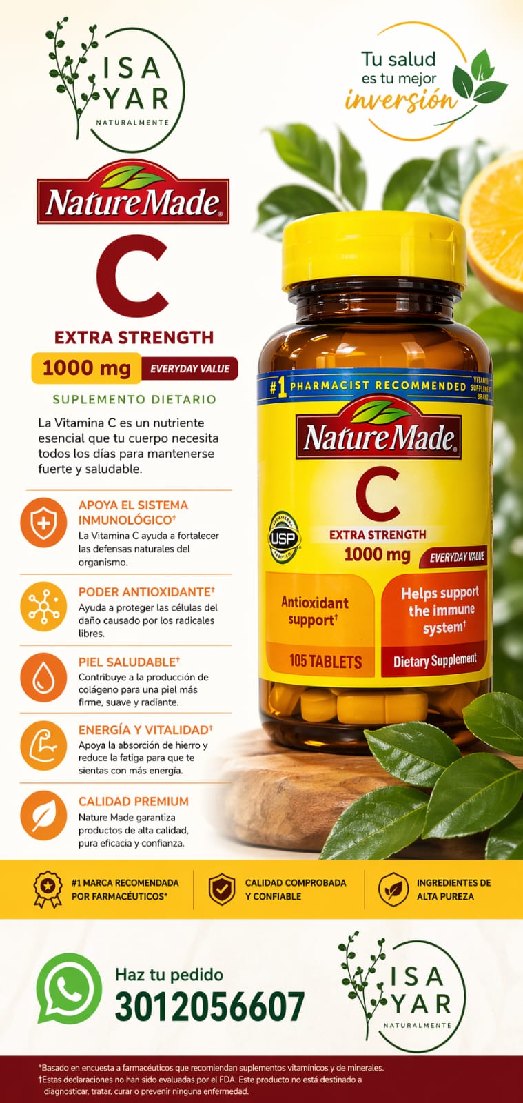 Vitamina C Extra Strength 1000mg Nature Made