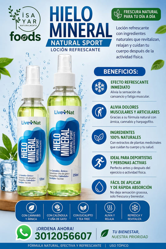 Hielo Mineral Natural Sport Loción Refrescante LiveNat