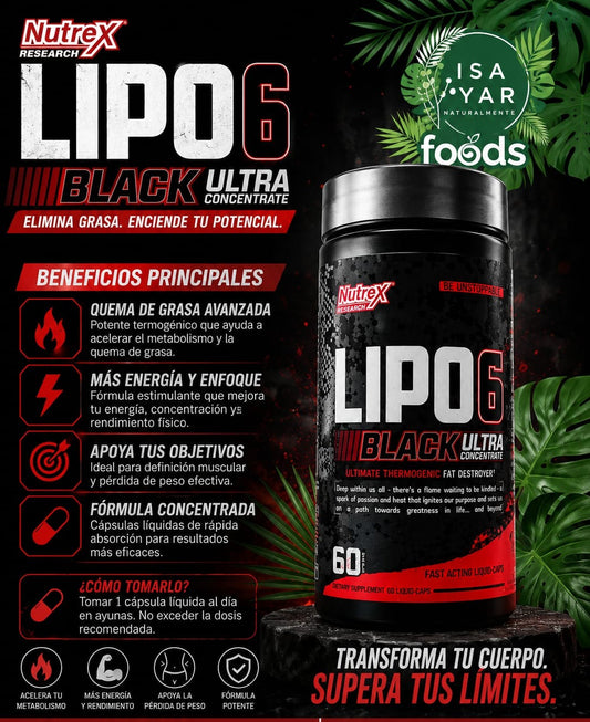 Lipo 6 Black Ultra Concentrate - Elimina Grasa. Enciende Tu Potencial.