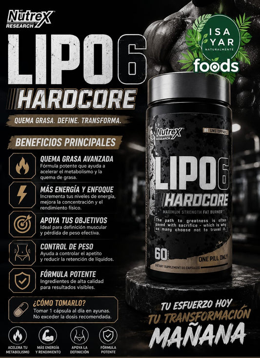Lipo 6 Hardcore - Maximum Strength Fat Burner - Quema Grasa. Define. Transforma.